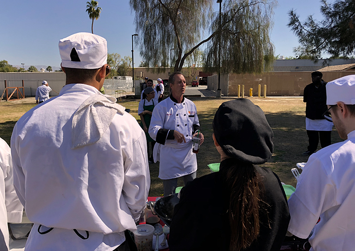 College of the Desert Culinary instructor Jeff Azer talks to students about the farm-to-table program.